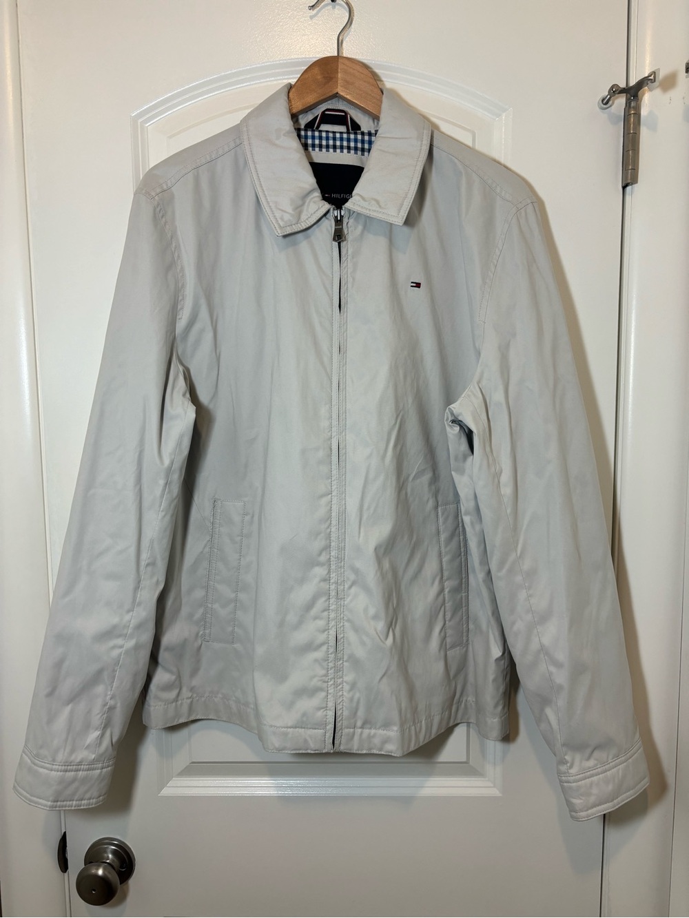 Tommy Hilfiger Light Beige Zip Front Casual Jacket #572